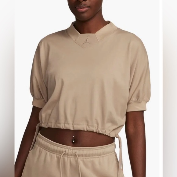 Jordan Tops - Air Jordan Knit Cropped Top Women's Size XS Beige Short Sleeve Nike New Tag